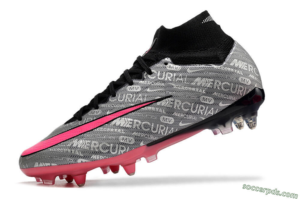 Nike Air Zoom Mercurial Superfly 9 Elite SG High-Tops Football Boots - Silver/Black/Pink 5
