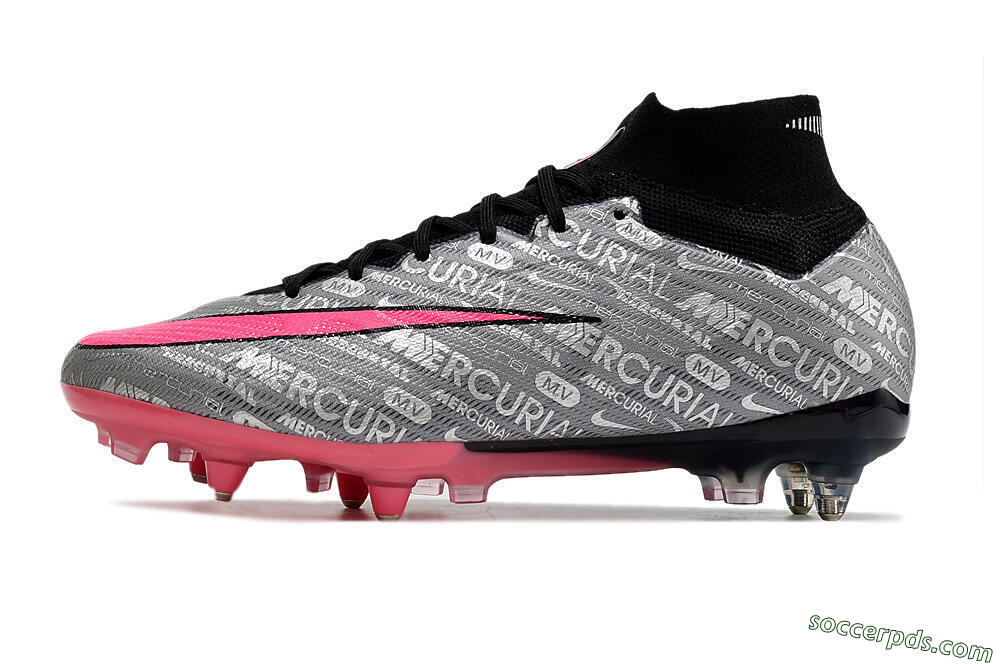 Nike Air Zoom Mercurial Superfly 9 Elite SG High-Tops Football Boots - Silver/Black/Pink 2