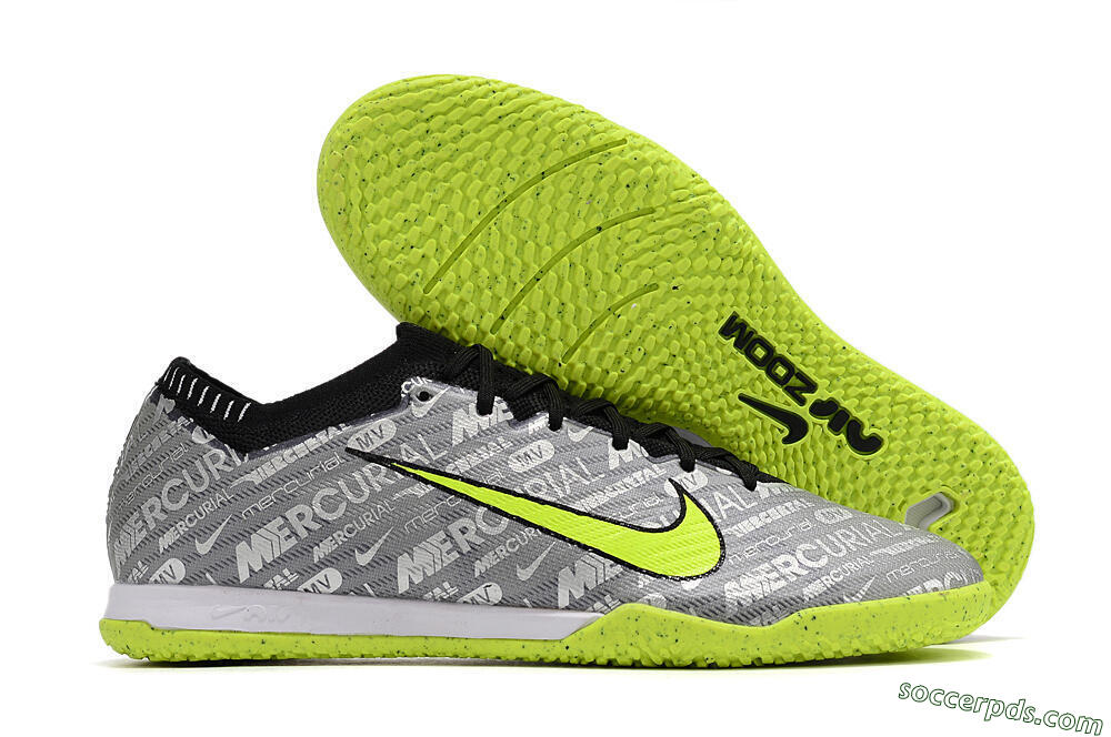 Nike Air Zoom Mercurial Vapor 15 Elite IC Low-Tops Football Shoes - Silver/Green/Black 1