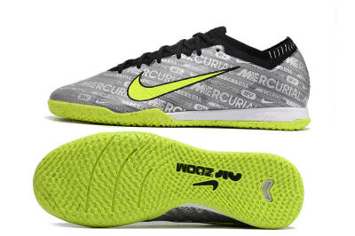Nike Air Zoom Mercurial Vapor 15 Elite IC Low-Tops Football Shoes - Silver/Green/Black