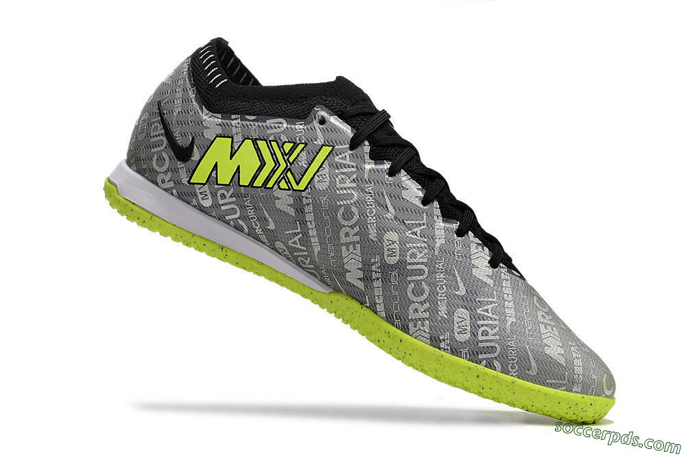Nike Air Zoom Mercurial Vapor 15 Elite IC Low-Tops Football Shoes - Silver/Green/Black 4