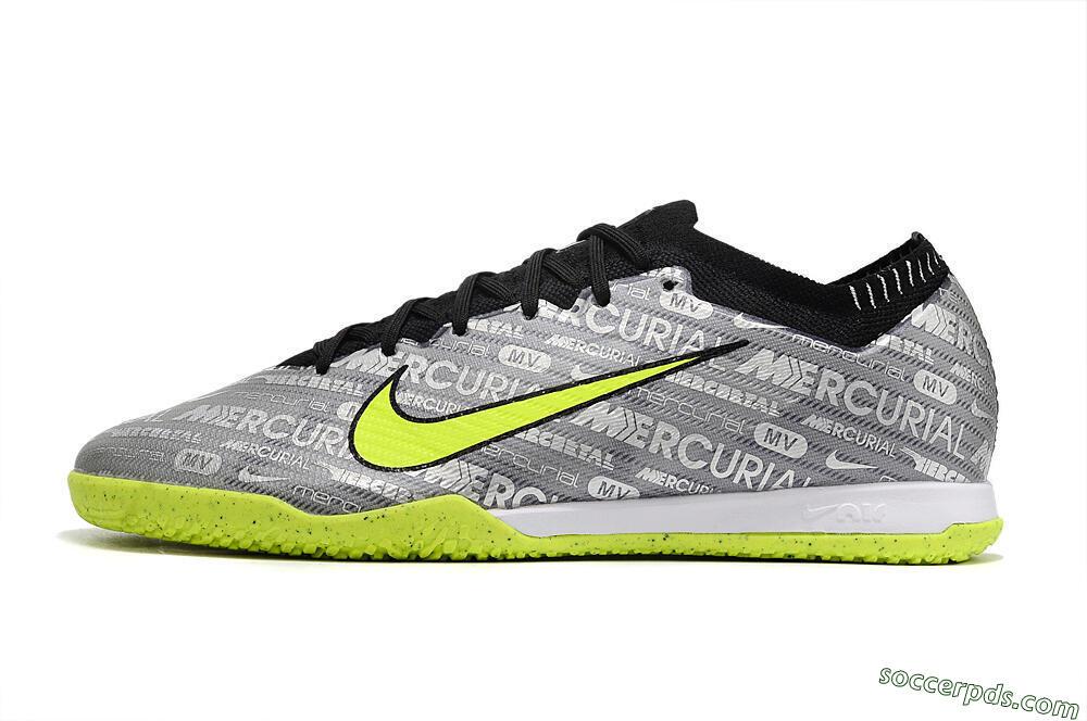 Nike Air Zoom Mercurial Vapor 15 Elite IC Low-Tops Football Shoes - Silver/Green/Black 2