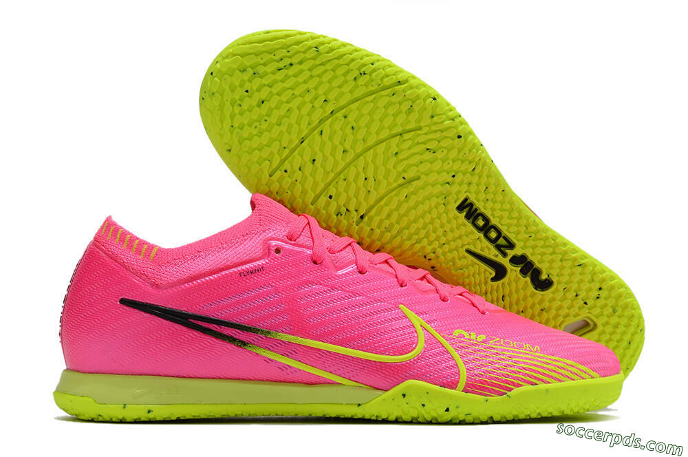 Nike Air Zoom Mercurial Vapor 15 Elite IC Low-Tops Football Shoes - Pink/Green/Black 1