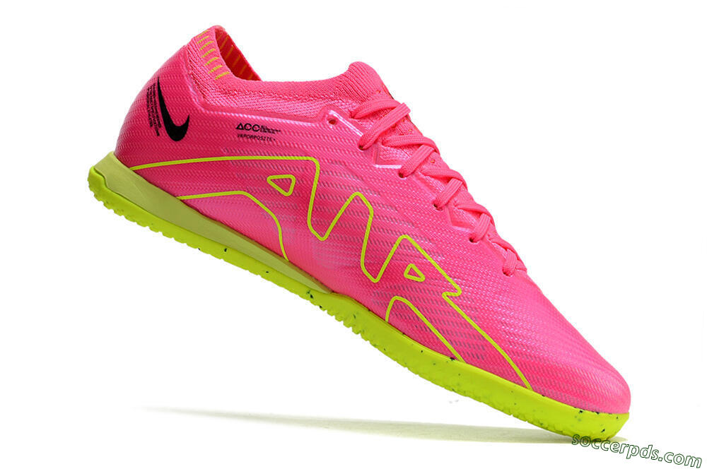 Nike Air Zoom Mercurial Vapor 15 Elite IC Low-Tops Football Shoes - Pink/Green/Black 4