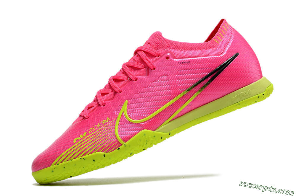 Nike Air Zoom Mercurial Vapor 15 Elite IC Low-Tops Football Shoes - Pink/Green/Black 5