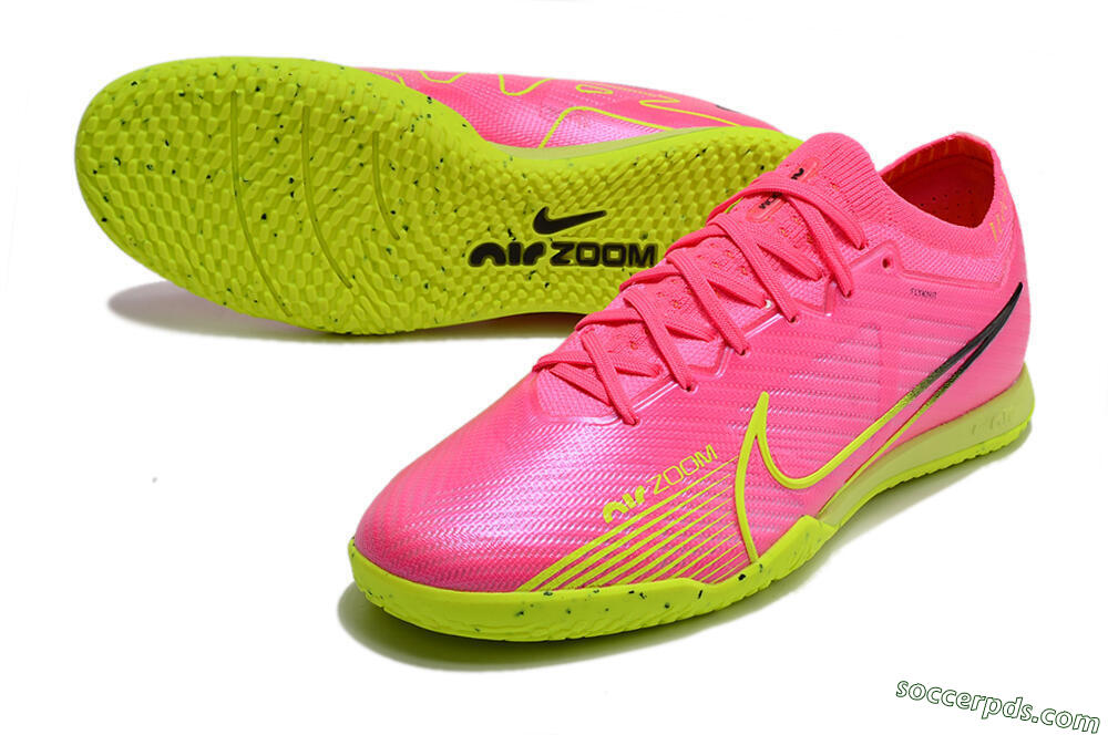 Nike Air Zoom Mercurial Vapor 15 Elite IC Low-Tops Football Shoes - Pink/Green/Black 3