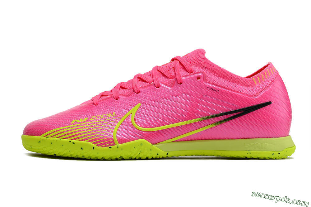Nike Air Zoom Mercurial Vapor 15 Elite IC Low-Tops Football Shoes - Pink/Green/Black 2