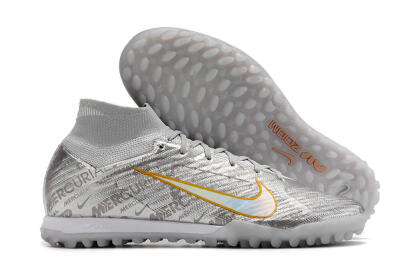 Nike Air Zoom Mercurial Superfly 9 Elite TF High-Tops Football Shoes - Silver/Gold
