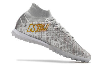 Nike Air Zoom Mercurial Superfly 9 Elite TF High-Tops Football Shoes - Silver/Gold