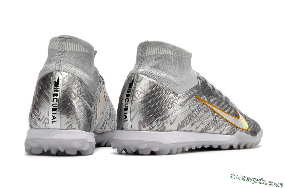 Nike Air Zoom Mercurial Superfly 9 Elite TF High-Tops Football Shoes - Silver/Gold 5