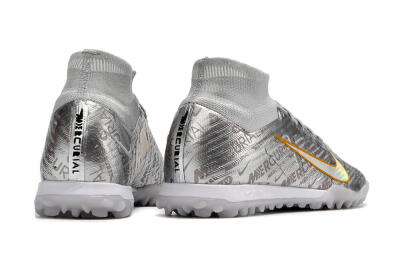 Nike Air Zoom Mercurial Superfly 9 Elite TF High-Tops Football Shoes - Silver/Gold