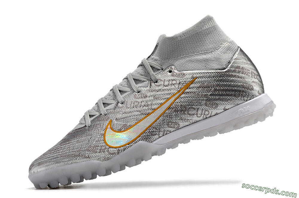Nike Air Zoom Mercurial Superfly 9 Elite TF High-Tops Football Shoes - Silver/Gold 6
