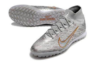 Nike Air Zoom Mercurial Superfly 9 Elite TF High-Tops Football Shoes - Silver/Gold