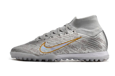 Nike Air Zoom Mercurial Superfly 9 Elite TF High-Tops Football Shoes - Silver/Gold