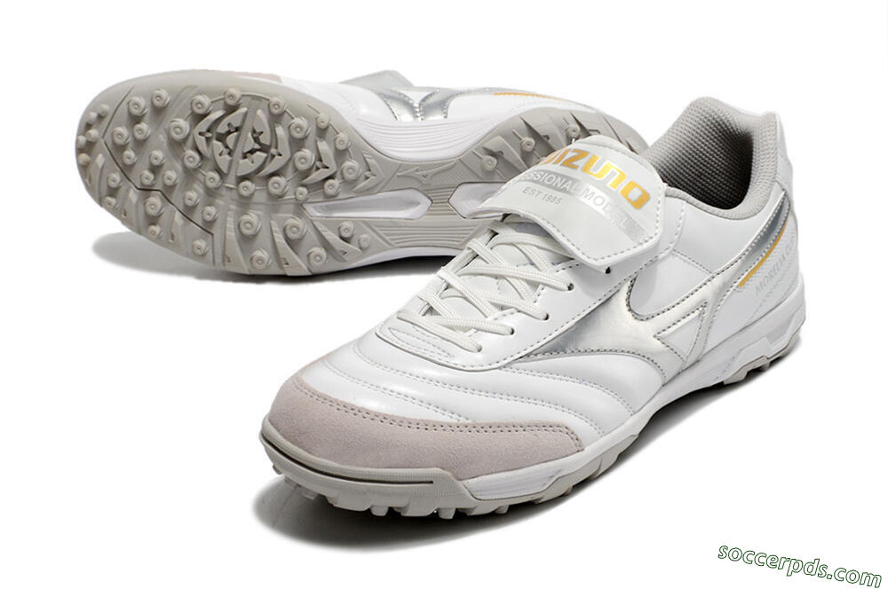 Mizuno Morelia Sala Classic TF Low-Tops Football Shoes - White/Silver 3
