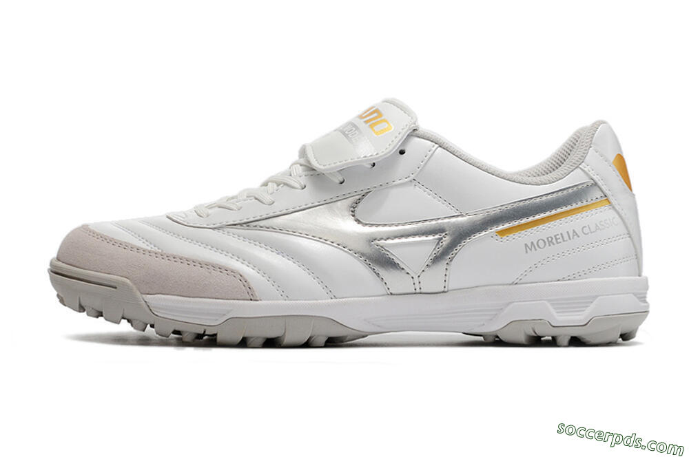 Mizuno Morelia Sala Classic TF Low-Tops Football Shoes - White/Silver 2