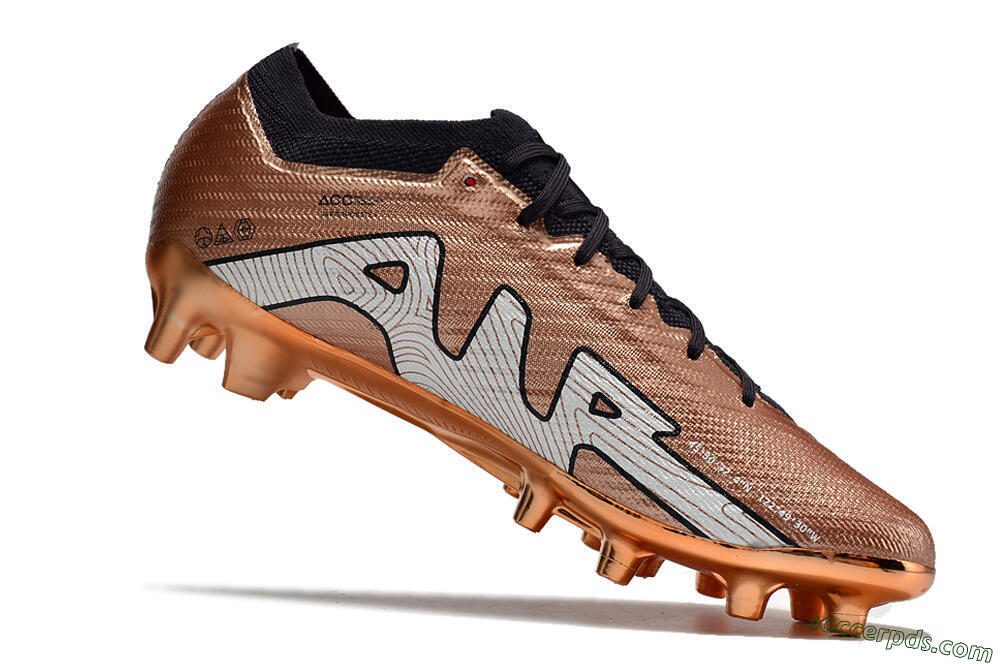 Nike Air Zoom Mercurial Vapor 15 Elite AG Low-Tops Football Boots - Gold/White/Black 4