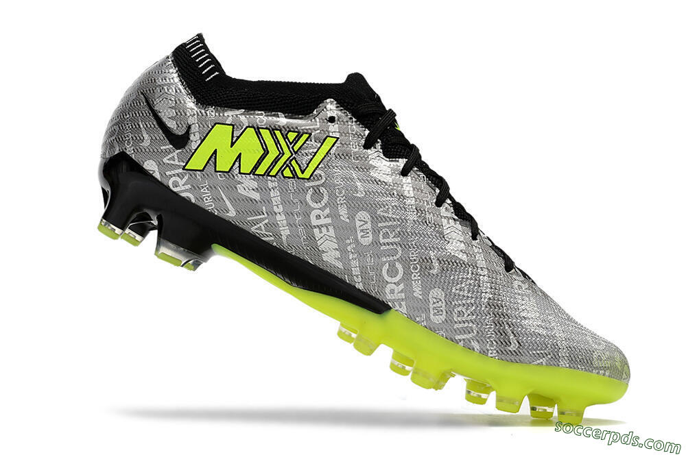 Nike Air Zoom Mercurial Vapor 15 Elite AG Low-Tops Football Boots - Silver/Green/Black 4