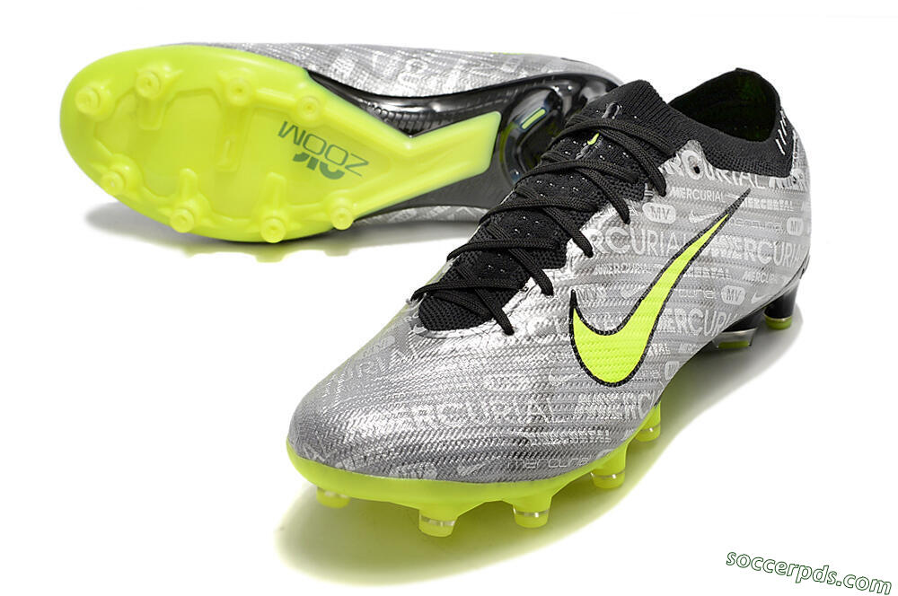 Nike Air Zoom Mercurial Vapor 15 Elite AG Low-Tops Football Boots - Silver/Green/Black 3