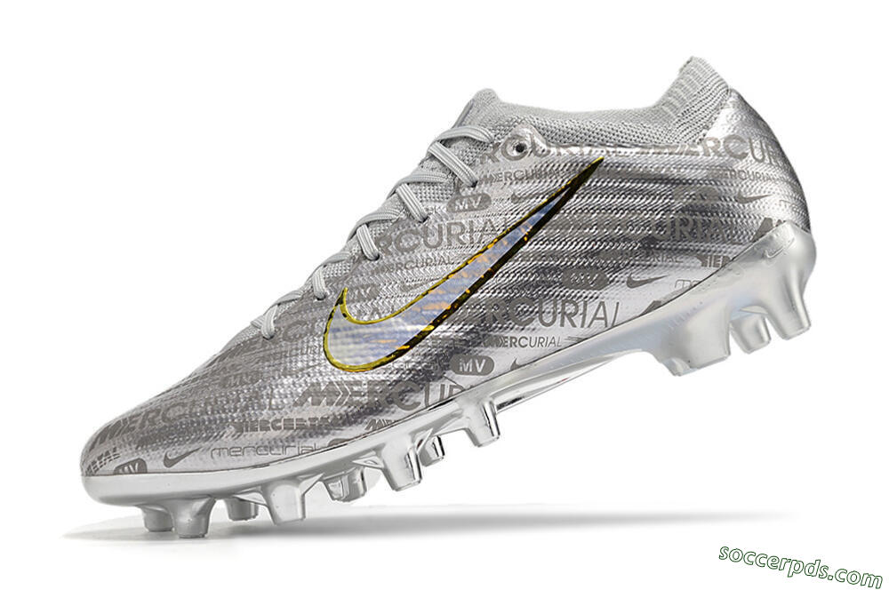 Nike Air Zoom Mercurial Vapor 15 Elite AG Low-Tops Football Boots - Silver/Gold 4