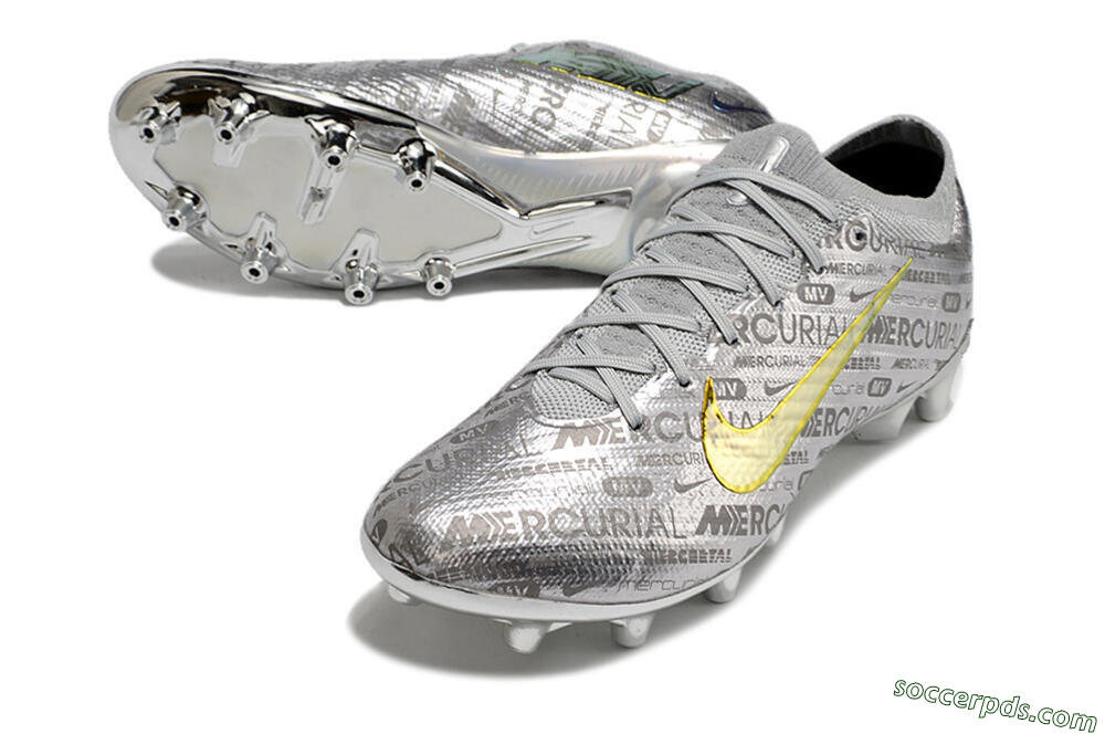 Nike Air Zoom Mercurial Vapor 15 Elite AG Low-Tops Football Boots - Silver/Gold 3
