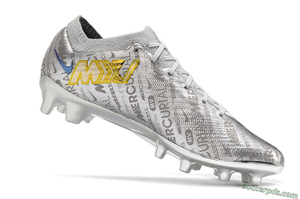 Nike Air Zoom Mercurial Vapor 15 Elite AG Low-Tops Football Boots - Silver/Gold 5