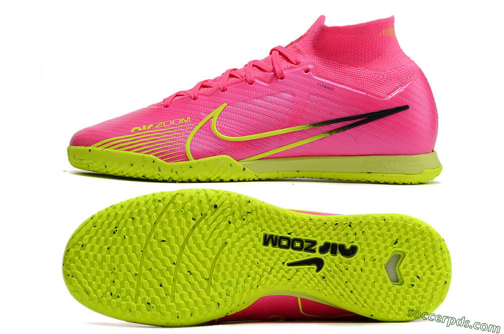 Nike Air Zoom Mercurial Superfly 9 Elite IC High-Tops Football Shoes - Pink/Green/Black 0