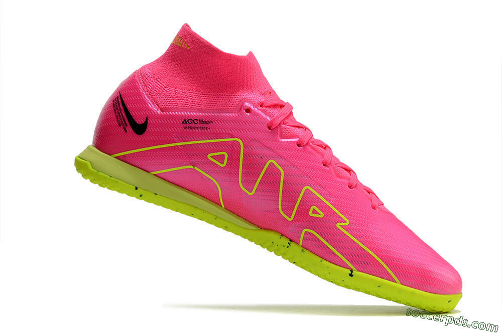 Nike Air Zoom Mercurial Superfly 9 Elite IC High-Tops Football Shoes - Pink/Green/Black 4