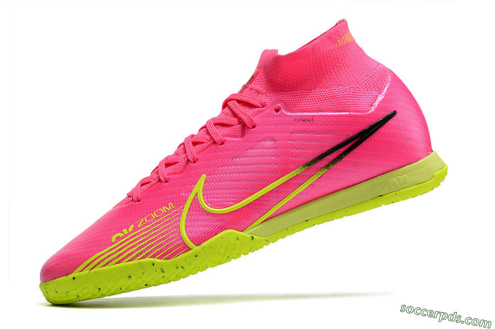 Nike Air Zoom Mercurial Superfly 9 Elite IC High-Tops Football Shoes - Pink/Green/Black 5