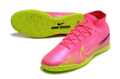 Nike Air Zoom Mercurial Superfly 9 Elite IC High-Tops Football Shoes - Pink/Green/Black