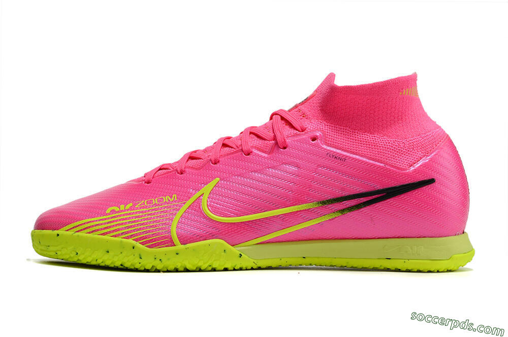 Nike Air Zoom Mercurial Superfly 9 Elite IC High-Tops Football Shoes - Pink/Green/Black 2