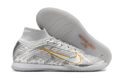 Nike Air Zoom Mercurial Superfly 9 Elite IC High-Tops Football Shoes - Silver/Gold