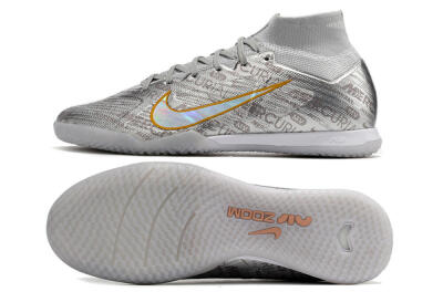 Nike Air Zoom Mercurial Superfly 9 Elite IC High-Tops Football Shoes - Silver/Gold