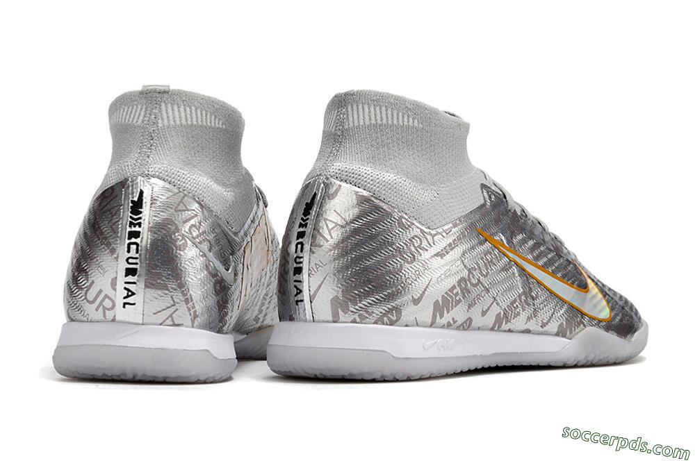 Nike Air Zoom Mercurial Superfly 9 Elite IC High-Tops Football Shoes - Silver/Gold 6