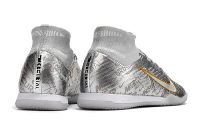 Nike Air Zoom Mercurial Superfly 9 Elite IC High-Tops Football Shoes - Silver/Gold