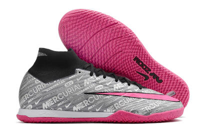 Nike Air Zoom Mercurial Superfly 9 Elite IC High-Tops Football Shoes - Silver/Black/Pink