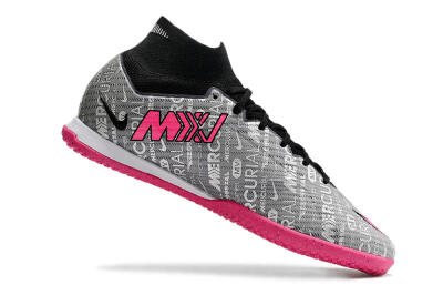Nike Air Zoom Mercurial Superfly 9 Elite IC High-Tops Football Shoes - Silver/Black/Pink