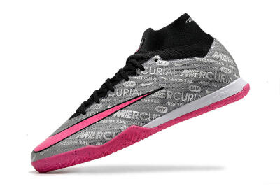 Nike Air Zoom Mercurial Superfly 9 Elite IC High-Tops Football Shoes - Silver/Black/Pink