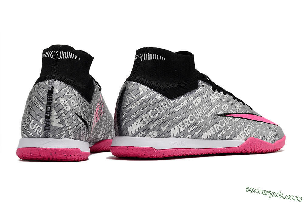 Nike Air Zoom Mercurial Superfly 9 Elite IC High-Tops Football Shoes - Silver/Black/Pink 6