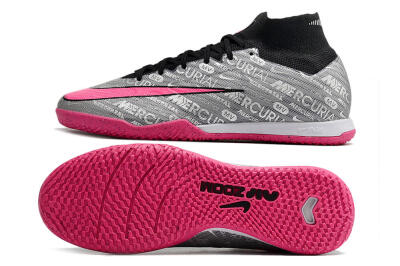 Nike Air Zoom Mercurial Superfly 9 Elite IC High-Tops Football Shoes - Silver/Black/Pink