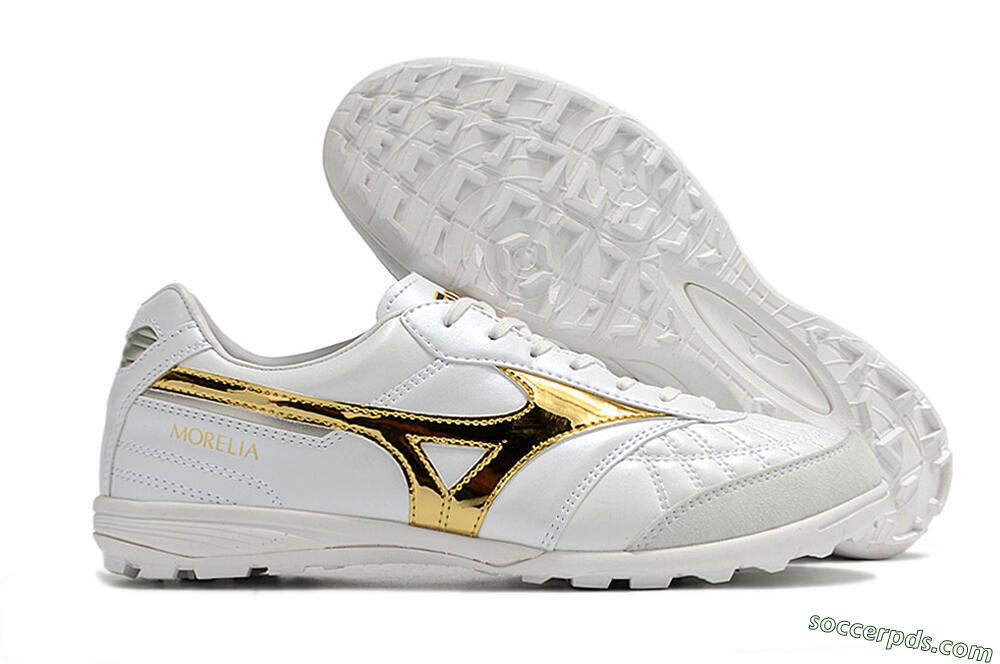 Mizuno Morelia Sala Japn TF Low-Tops Football Shoes - White/Gold 1