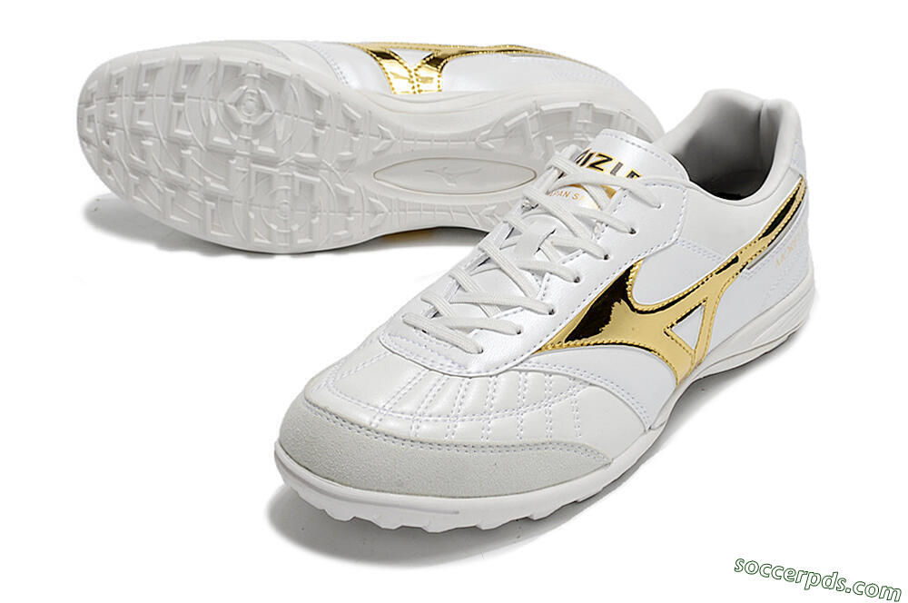Mizuno Morelia Sala Japn TF Low-Tops Football Shoes - White/Gold 3