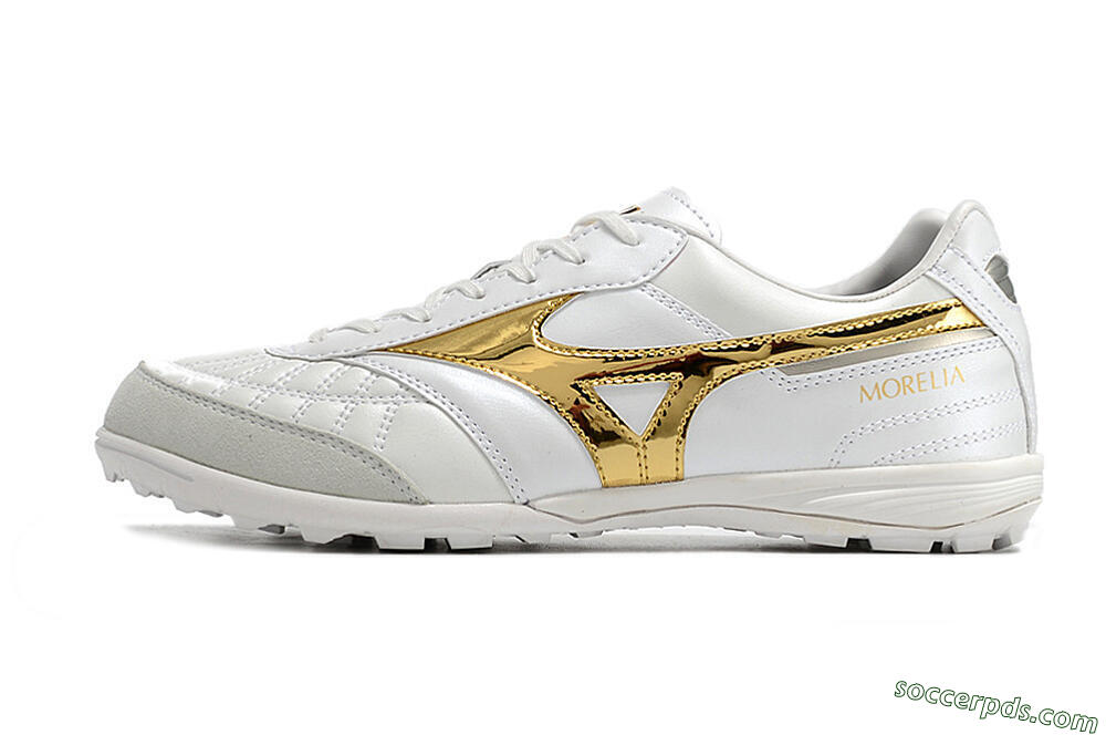 Mizuno Morelia Sala Japn TF Low-Tops Football Shoes - White/Gold 2