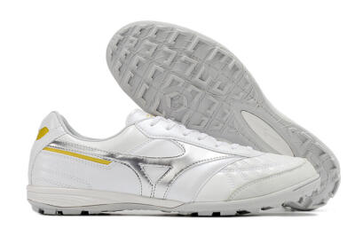 Mizuno Morelia Sala Japan TF Low-Tops Football Shoes - White/Silver/Yellow