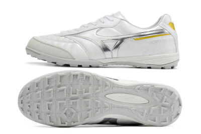 Mizuno Morelia Sala Japan TF Low-Tops Football Shoes - White/Silver/Yellow