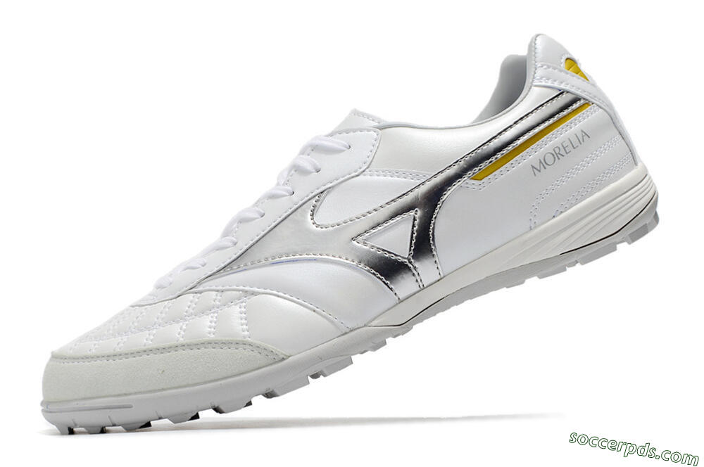 Mizuno Morelia Sala Japan TF Low-Tops Football Shoes - White/Silver/Yellow 4