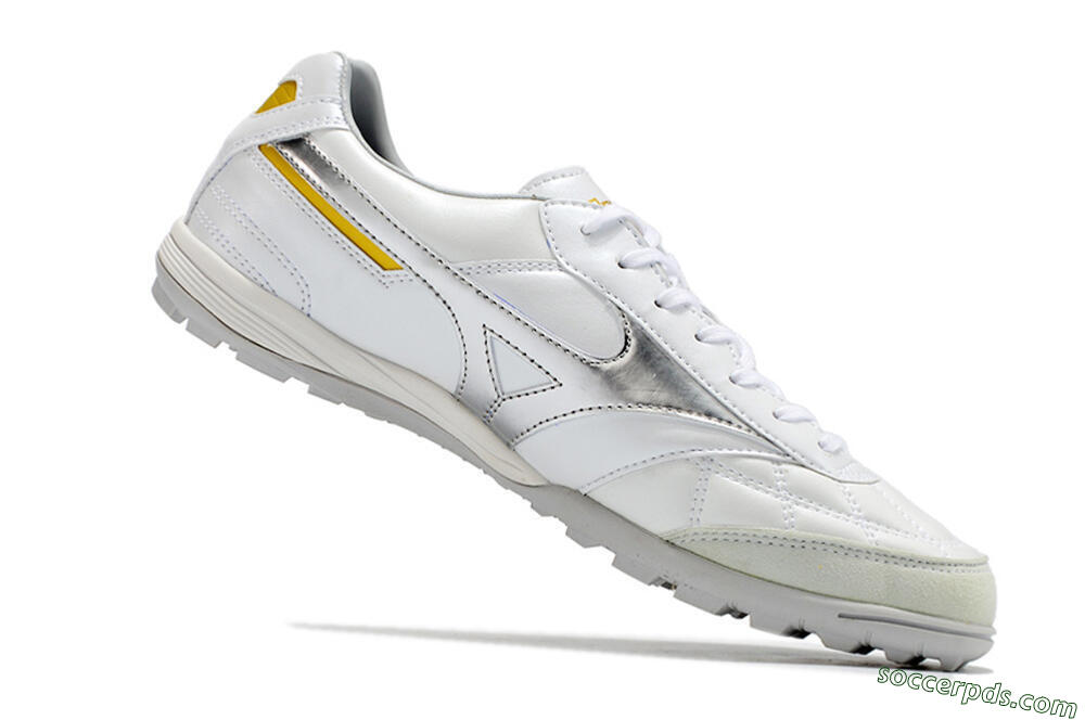 Mizuno Morelia Sala Japan TF Low-Tops Football Shoes - White/Silver/Yellow 5