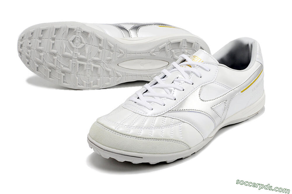 Mizuno Morelia Sala Japan TF Low-Tops Football Shoes - White/Silver/Yellow 3