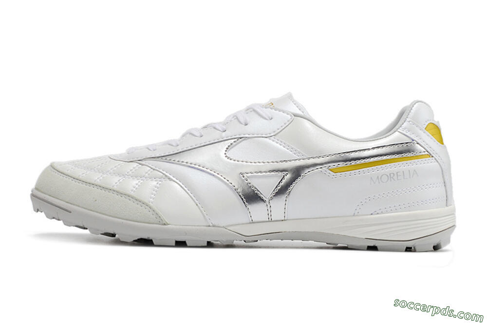 Mizuno Morelia Sala Japan TF Low-Tops Football Shoes - White/Silver/Yellow 2