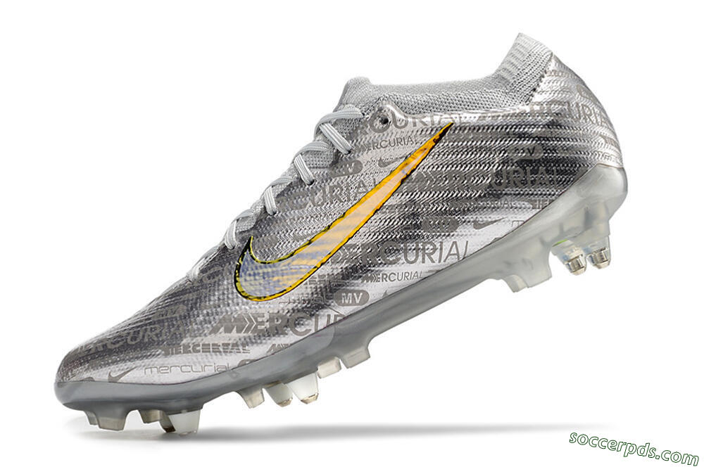 Nike Air Zoom Mercurial Vapor 15 Elite SG Low-Tops Football Boots - Silver/Gold 5